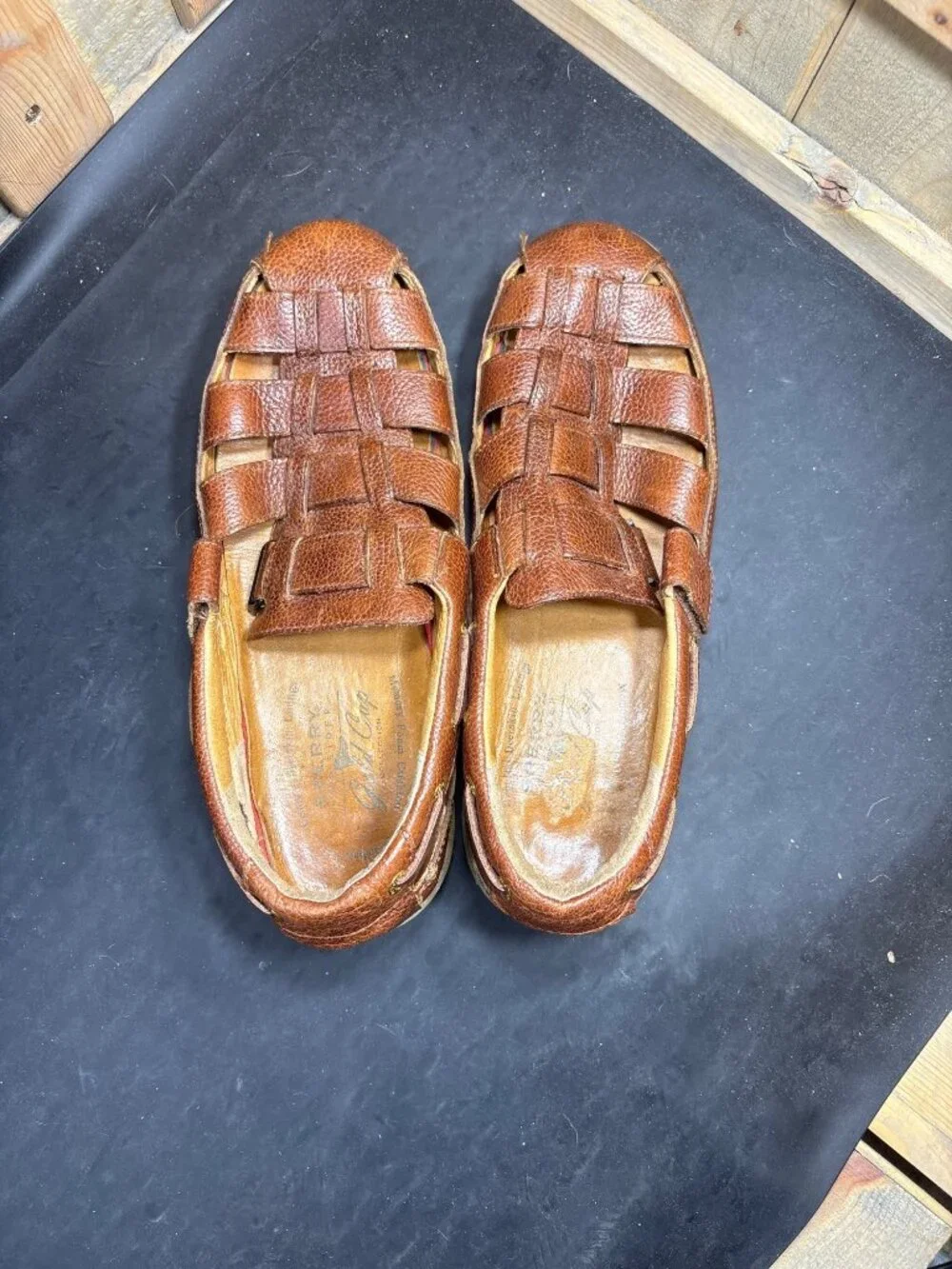 Sperry Top-Sider 0579078 Brown Woven Leather Loafer Sandals Mens Size US 11